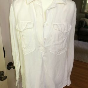 NWOT Ann Taylor White Linen Blouse